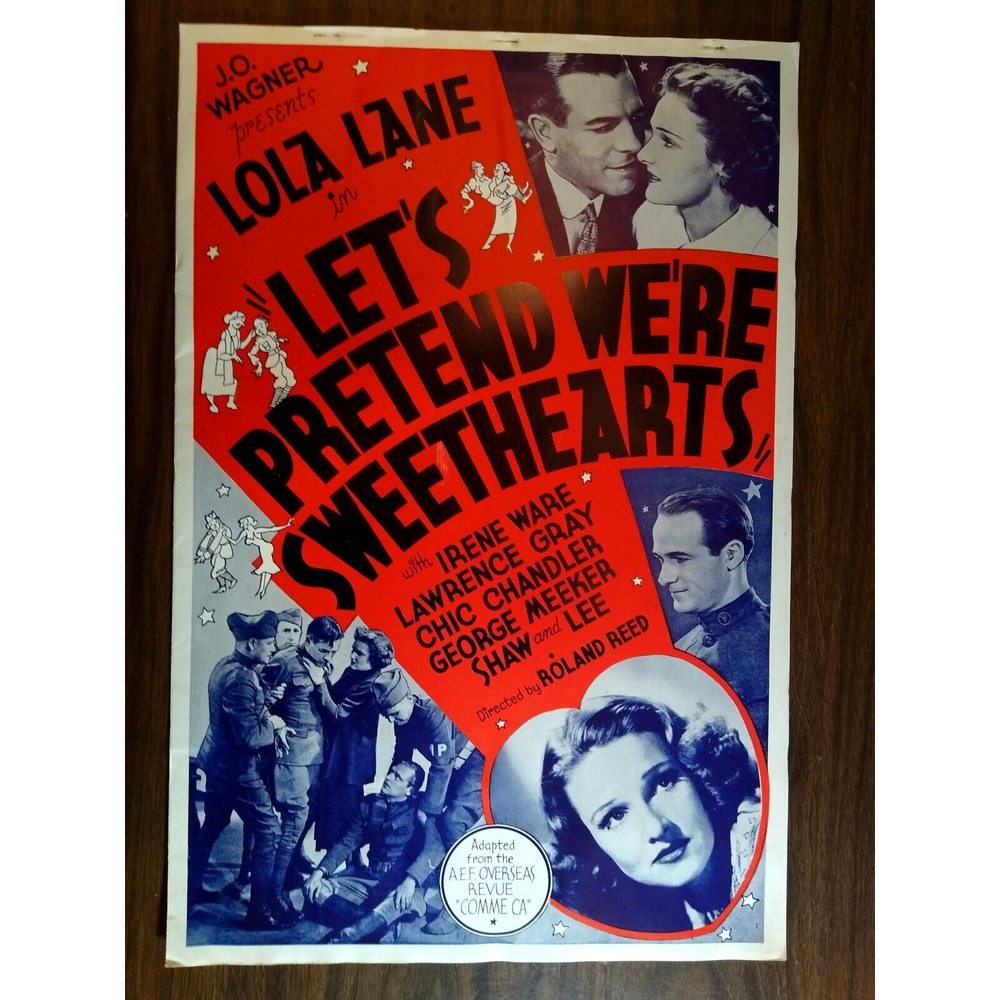 Lola Lane Let's Pretend Were Sweethearts Movie Poster Brochure 1936 Original 18"